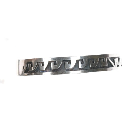 6.625" Robert Honyaktewa Hopi sterling cuff bracelet with overlay design - Estate Fresh Austin