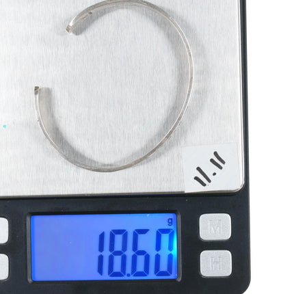 6.625" Robert Honyaktewa Hopi sterling cuff bracelet with overlay design - Estate Fresh Austin