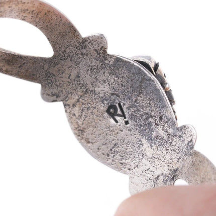 6.625" Roy Vandever (1936-2009) Cast silver - Turquoise and Coral bracelet - Estate Fresh Austin