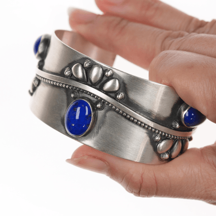 6 5/8" Running Bear shop Southwestern sterling and lapis cuff bracelet - Estate Fresh Austin