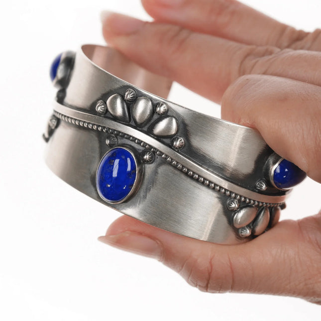 6.625" Running Bear shop Southwestern sterling and lapis cuff bracelet - Estate Fresh Austin