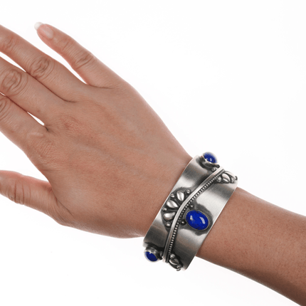 6 5/8" Running Bear shop Southwestern sterling and lapis cuff bracelet - Estate Fresh Austin