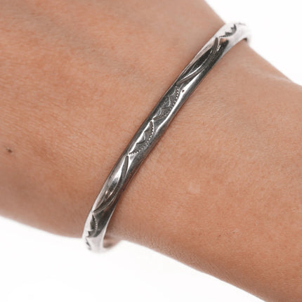 6.625" slim Navajo stamped silver cuff bracelet - Estate Fresh Austin