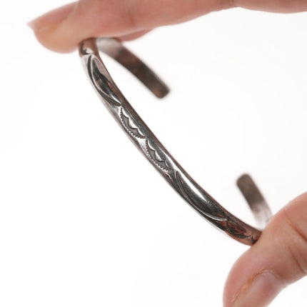 6.625" slim Navajo stamped silver cuff bracelet - Estate Fresh Austin