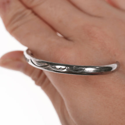 6.625" slim Navajo stamped silver cuff bracelet - Estate Fresh Austin