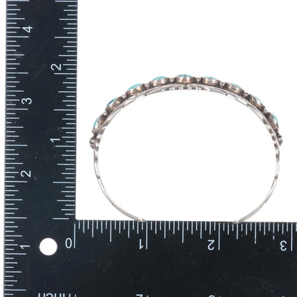 6.625" Sunshine Reeves Navajo Sterling turquoise row cuff bracelet - Estate Fresh Austin