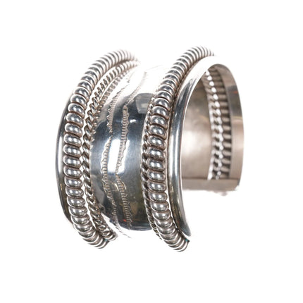 6.625" Tahe Heavy Sterling twisted wire wide band cuff bracelet - Estate Fresh Austin