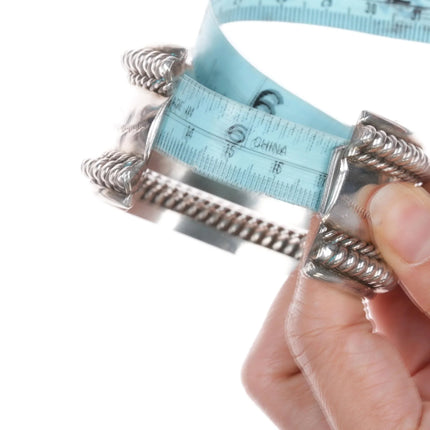 6.625" Tahe Heavy Sterling twisted wire wide band cuff bracelet - Estate Fresh Austin