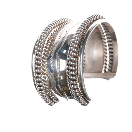 6.625" Tahe Heavy Sterling twisted wire wide band cuff bracelet - Estate Fresh Austin