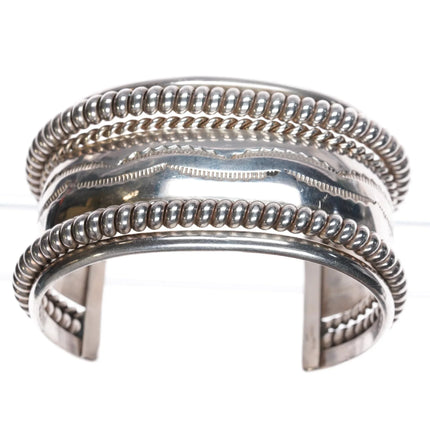 6.625" Tahe Heavy Sterling twisted wire wide band cuff bracelet - Estate Fresh Austin