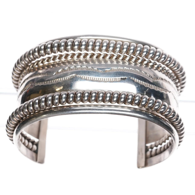 6.625" Tahe Heavy Sterling twisted wire wide band cuff bracelet - Estate Fresh Austin