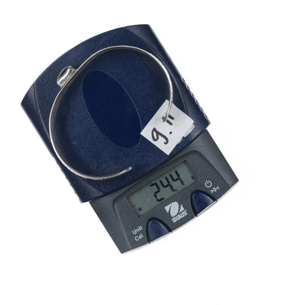 6.625" Tom Sam Navajo hand stamped sterling and onyx cuff bracelet - Estate Fresh Austin