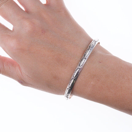 6.625" Vintage Heavy stamped Navajo bracelet - Estate Fresh Austin