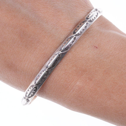 6.625" Vintage Heavy stamped Navajo bracelet - Estate Fresh Austin