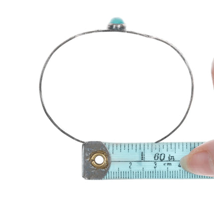 6.625" Vintage Heavy stamped silver cuff bracelet with turquoise - Estate Fresh Austin