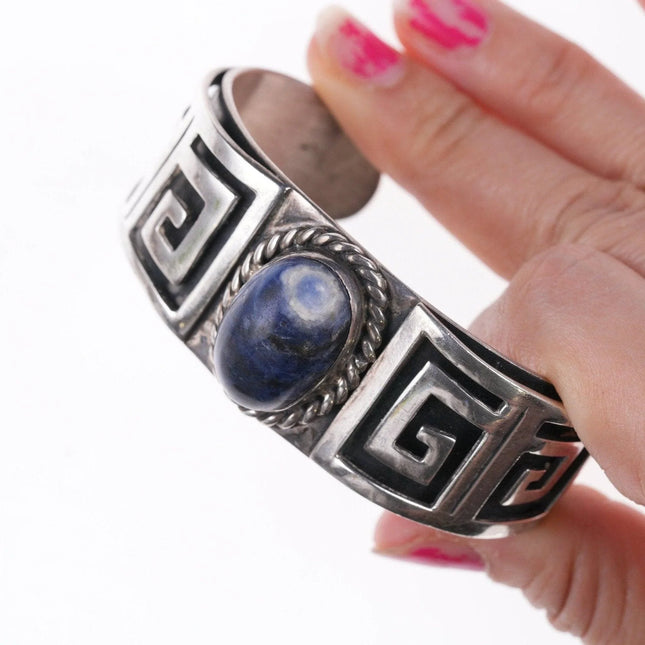 6.625" Vintage Los Castillo Sterling and Sodalite bracelet - Estate Fresh Austin