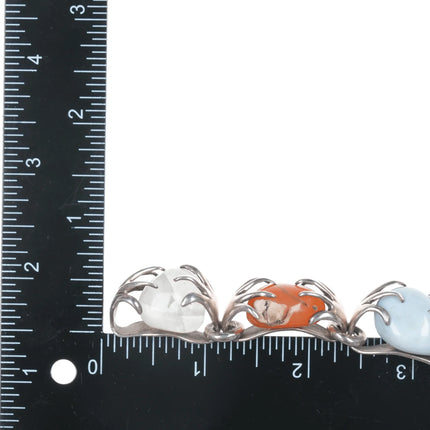 6.625" Vintage Los Castillo Sterling Multi-stone bracelet - Estate Fresh Austin