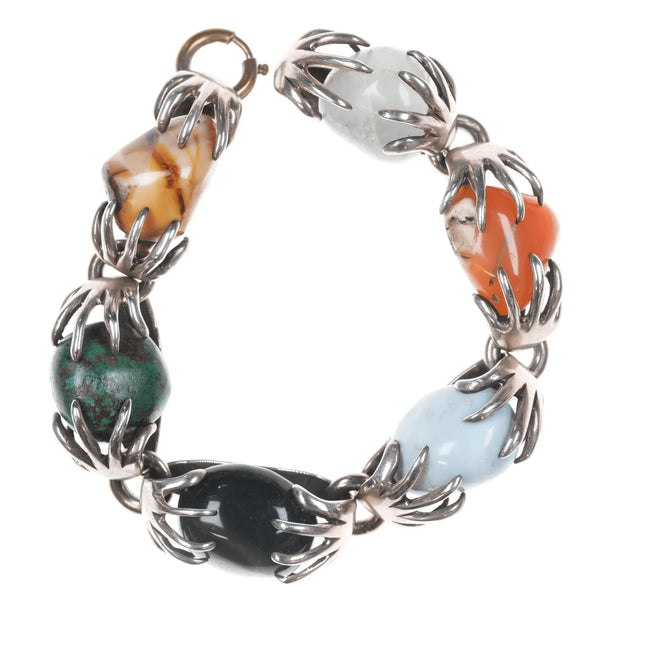 6.625" Vintage Los Castillo Sterling Multi-stone bracelet - Estate Fresh Austin