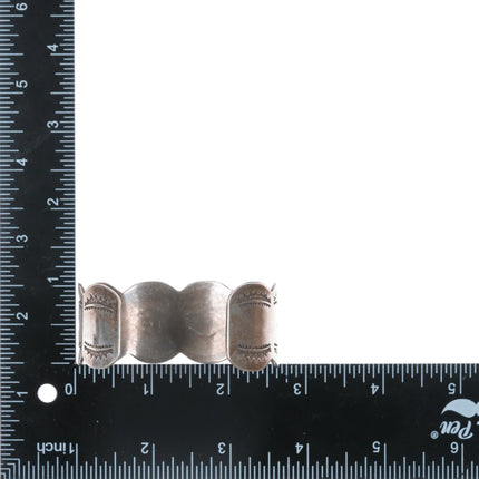 6.625" Vintage Native American silver heavy stamped cuff bracelet - Estate Fresh Austin