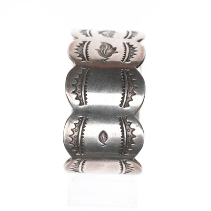 6.625" Vintage Native American silver heavy stamped cuff bracelet - Estate Fresh Austin