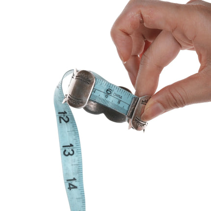 6.625" Vintage Native American silver heavy stamped cuff bracelet - Estate Fresh Austin