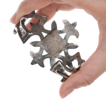 6.625" vintage Navajo cast silver and turquoise cuff bracelet - Estate Fresh Austin