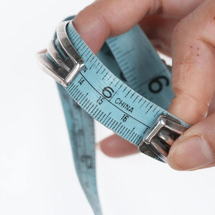 6.625" Vintage Navajo Hand stamped silver repousse cuff bracelet with turquoise - Estate Fresh Austin