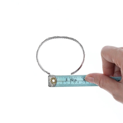 6.625" Vintage Navajo hand stamped silver twisted wire bracelet - Estate Fresh Austin