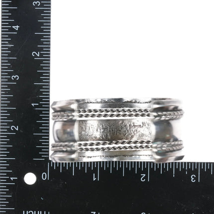 6.625" Vintage Navajo heavily stamped double carinated Sterling cuff bracelet - Estate Fresh Austin