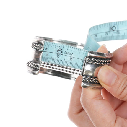 6.625" Vintage Navajo heavily stamped double carinated Sterling cuff bracelet - Estate Fresh Austin