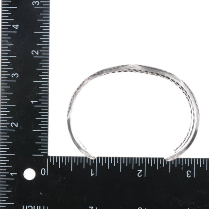 6.625" Vintage Navajo heavily stamped double carinated Sterling cuff bracelet - Estate Fresh Austin