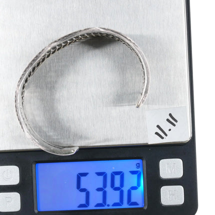 6.625" Vintage Navajo heavily stamped double carinated Sterling cuff bracelet - Estate Fresh Austin