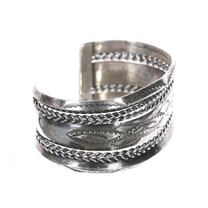 6.625" Vintage Navajo heavily stamped double carinated Sterling cuff bracelet - Estate Fresh Austin