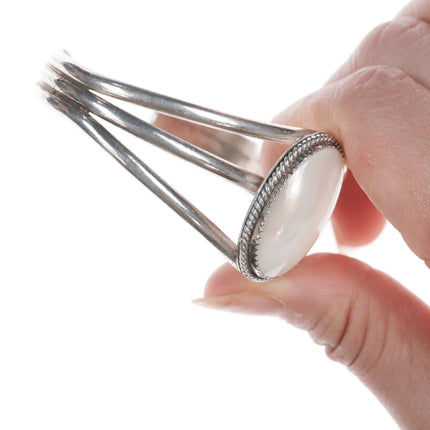 6.625" vintage Navajo Mother of pearl sterling cuff bracelet - Estate Fresh Austin