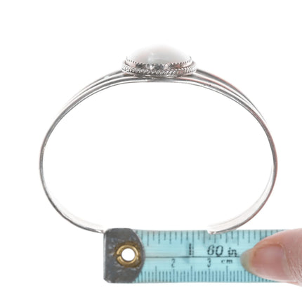 6.625" vintage Navajo Mother of pearl sterling cuff bracelet - Estate Fresh Austin