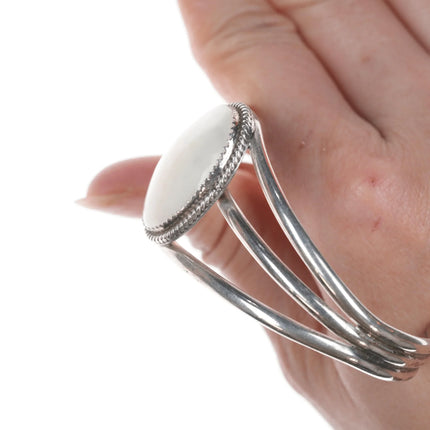 6.625" vintage Navajo Mother of pearl sterling cuff bracelet - Estate Fresh Austin