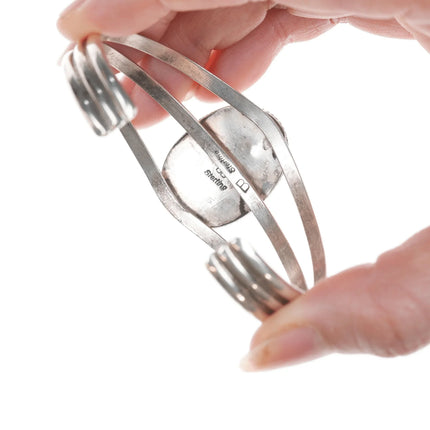 6.625" vintage Navajo Mother of pearl sterling cuff bracelet - Estate Fresh Austin