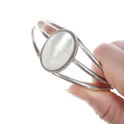 6.625" vintage Navajo Mother of pearl sterling cuff bracelet - Estate Fresh Austin