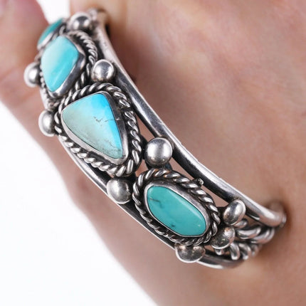 6.625" vintage Navajo silver and turquoise bracelet b - Estate Fresh Austin