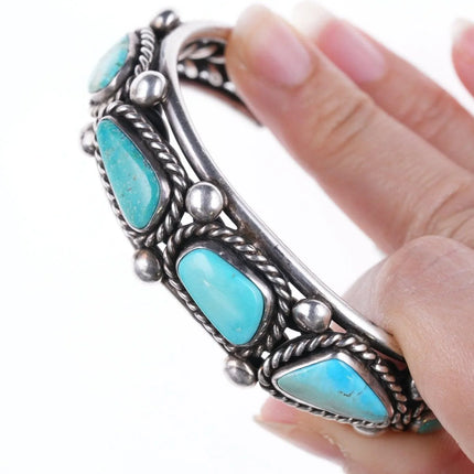 6.625" vintage Navajo silver and turquoise bracelet b - Estate Fresh Austin