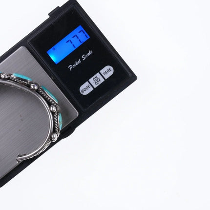 6.625" vintage Navajo silver and turquoise bracelet b - Estate Fresh Austin