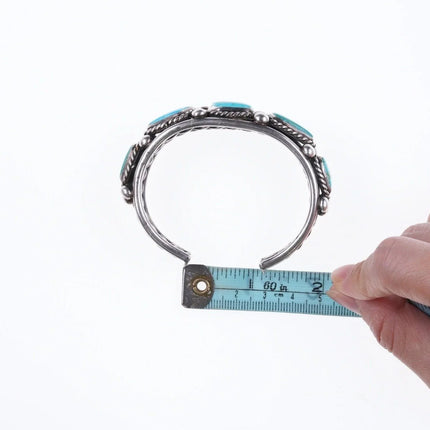 6.625" vintage Navajo silver and turquoise bracelet b - Estate Fresh Austin