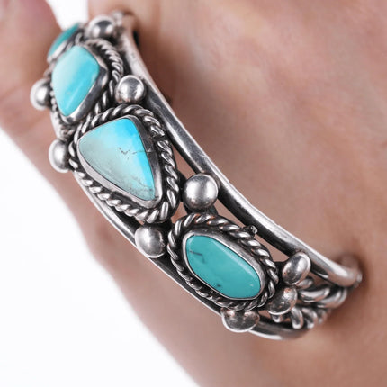 6.625" Vintage Navajo Silver and turquoise bracelet - Estate Fresh Austin