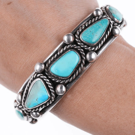 6.625" Vintage Navajo Silver and turquoise bracelet - Estate Fresh Austin