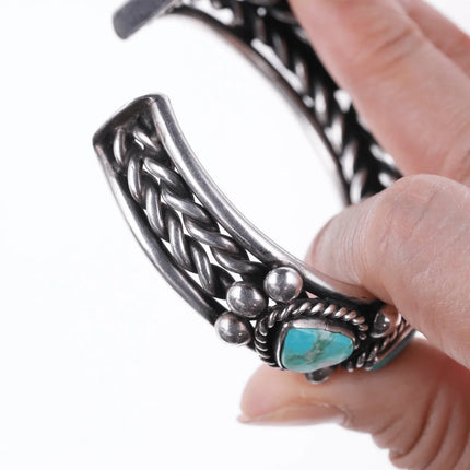 6.625" Vintage Navajo Silver and turquoise bracelet - Estate Fresh Austin