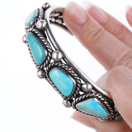 6.625" Vintage Navajo Silver and turquoise bracelet - Estate Fresh Austin