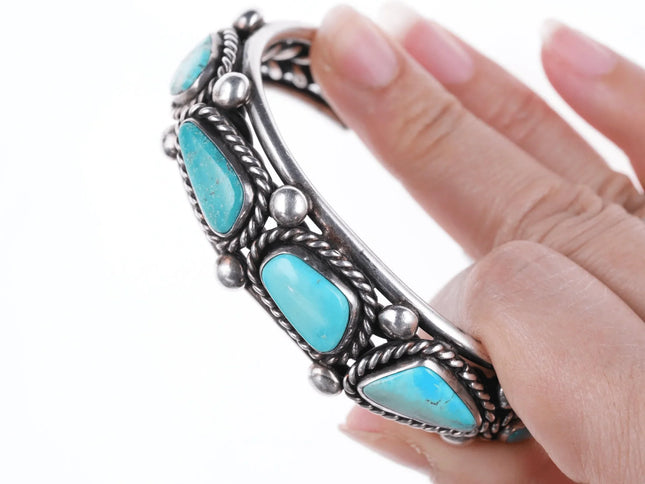 6.625" Vintage Navajo Silver and turquoise bracelet - Estate Fresh Austin