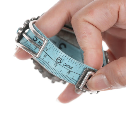 6.625" 50's-60's Vintage Zuni Morenci Turquoise cluster silver cuff bracelet - Estate Fresh Austin