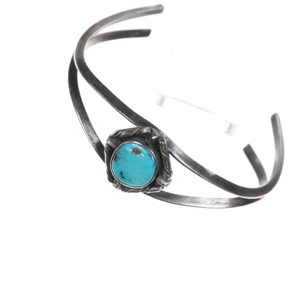 6.625" vintage Navajo silver and turquoise double wire cuff bracelet - Estate Fresh Austin