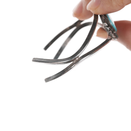 6.625" vintage Navajo silver and turquoise double wire cuff bracelet - Estate Fresh Austin